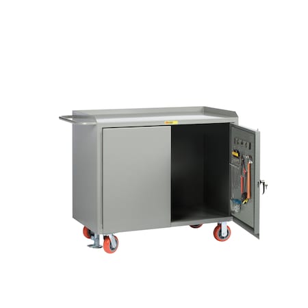 Little Giant Mobile Bench Cabinets, 36"W, Pegboard Panel Doors, Steel Top MB-2436-PBD-FL